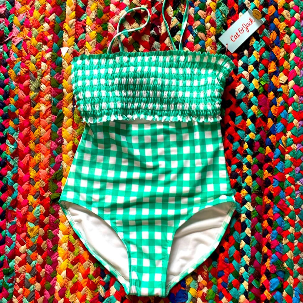 Cat and Jack gingham girls swimsuit Target